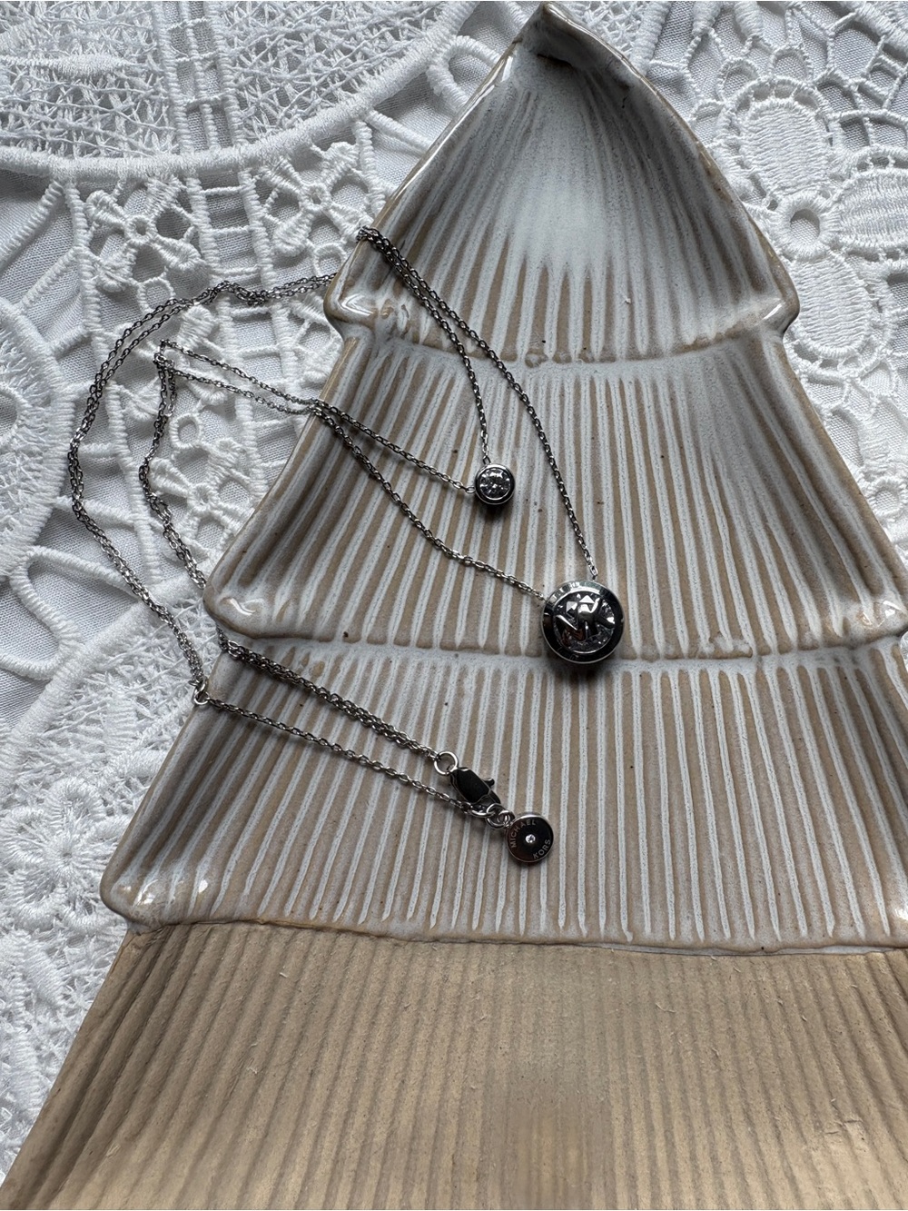 Michael Kors Layer Silver-Tone Pendant Necklace